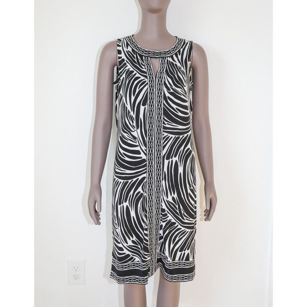 Chic Summer Short Dress Zebra Print Sleeveless Work Office Dress‎ Size Small